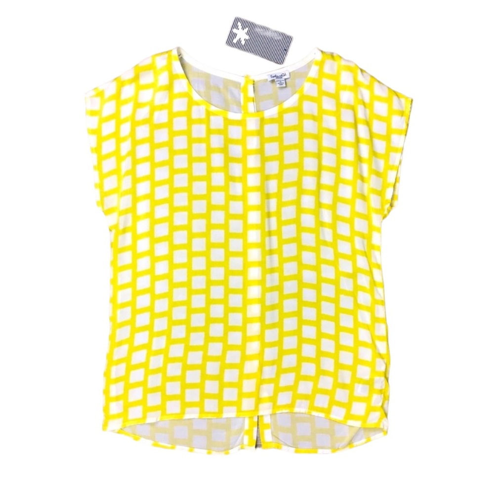 NWT Splendid Geometric Blouse Size Medium Yellow White